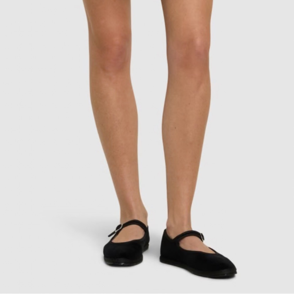 Black Mary Jane Velvet Slippers